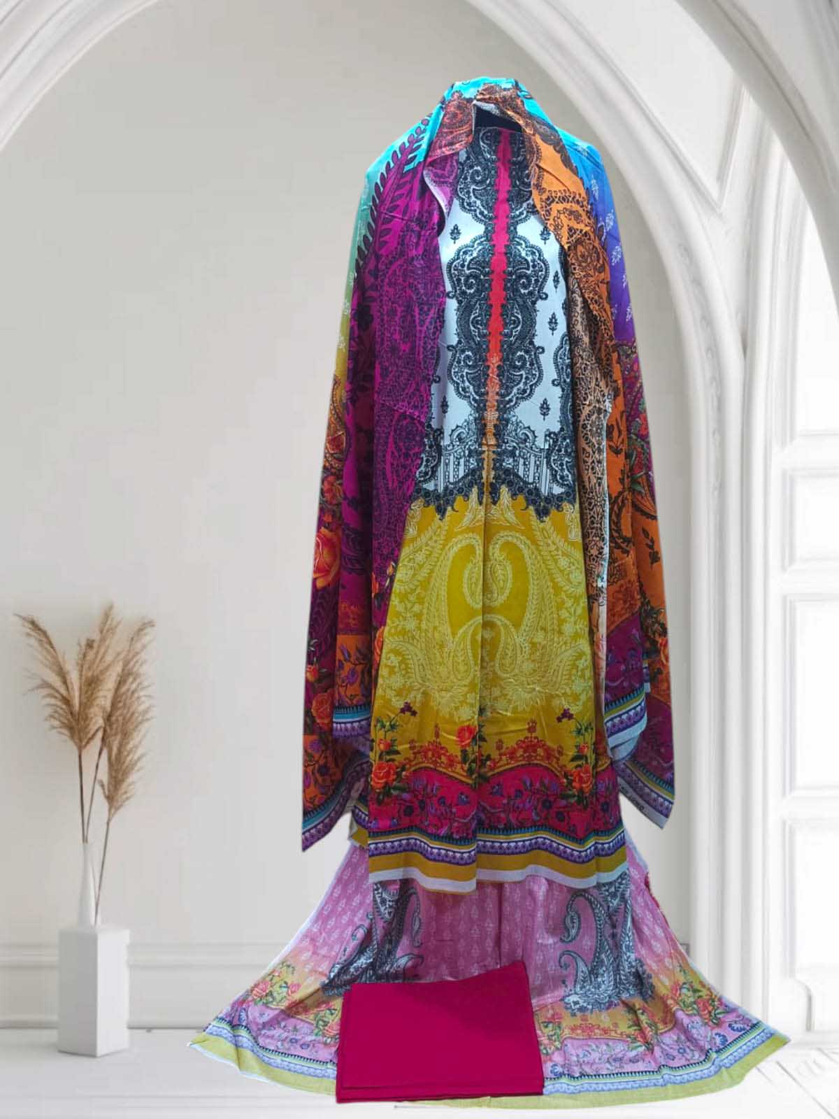 Zom Zom Digital Print Three Piece In Bbazarr Com